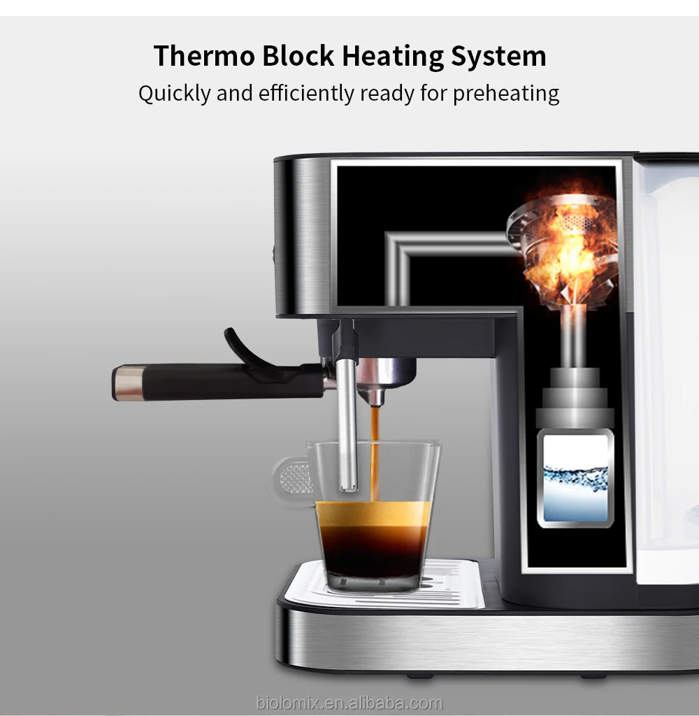 Biolomix 20 Bar 1050w Semi Automatic Espresso Coffee Machine Coffee