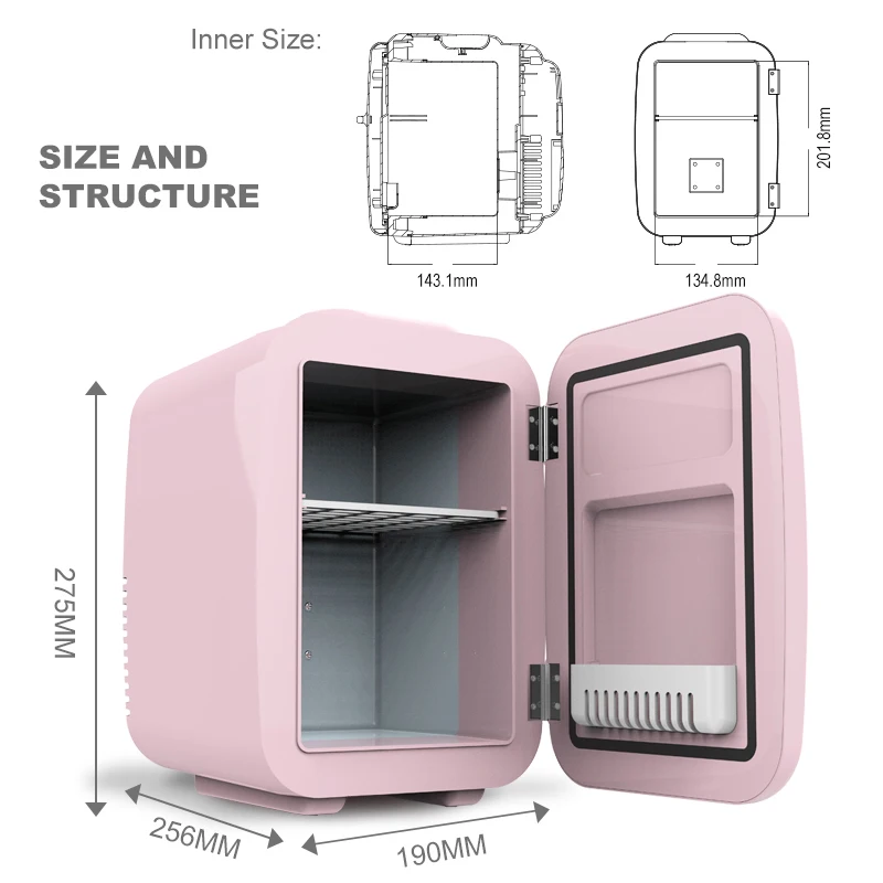 4L Portable Mini Fridge with Retro Design DC12V  Travel Compact Refrigeratorv for Home and Car