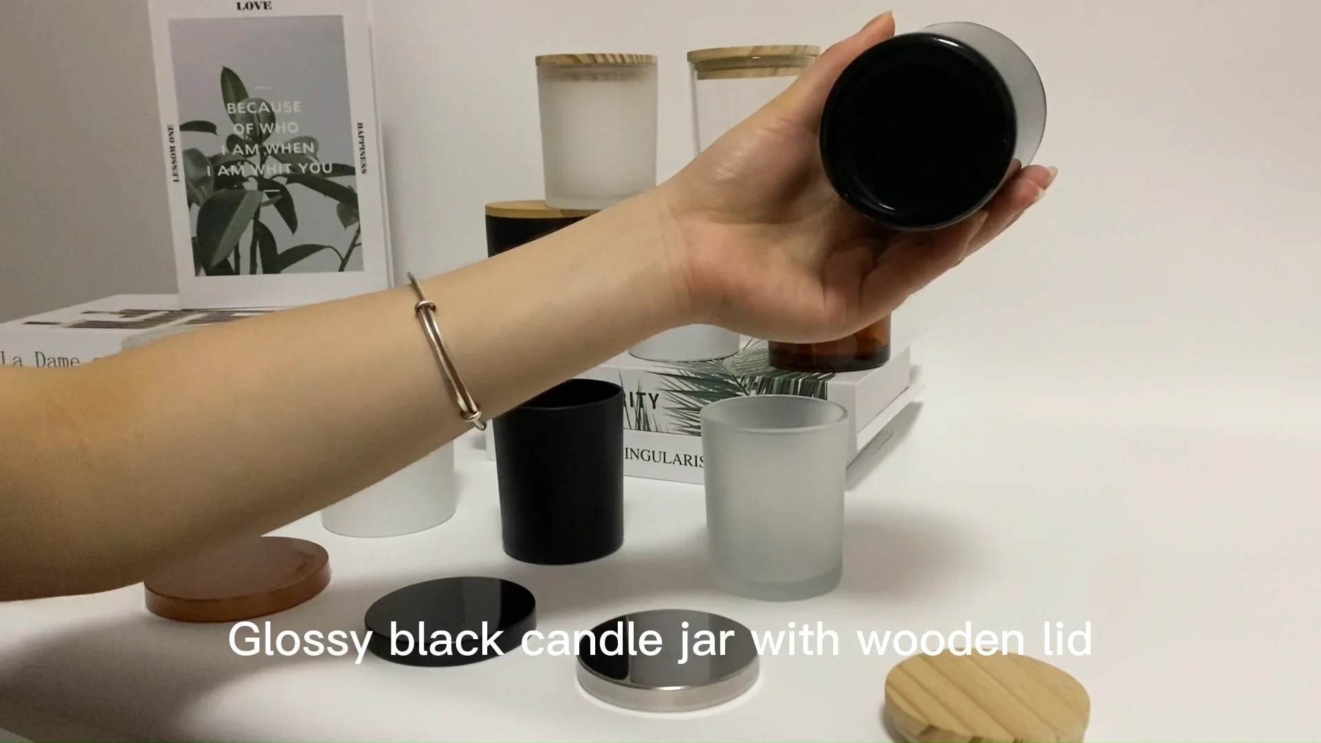 Luxury Empty Black Matt Candle Jars With Gold Inside 8oz 10oz 12oz 14oz ...