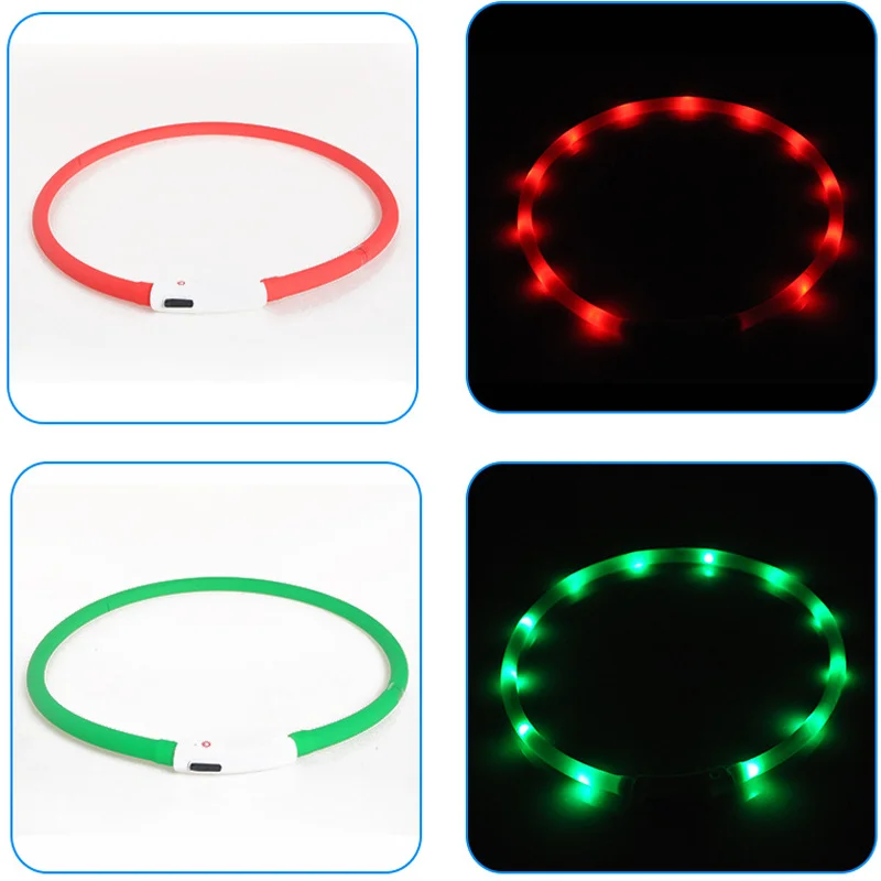 Promotional Product LED Luminous Custom Electronic Usb Rechargeable Light up Flashing Pet Glow in the Dark Dog Collar and Leash