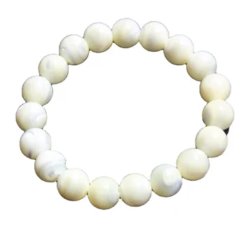 Mother of Pearl (MOP) Round Bead Stretch Bracelet Customizable