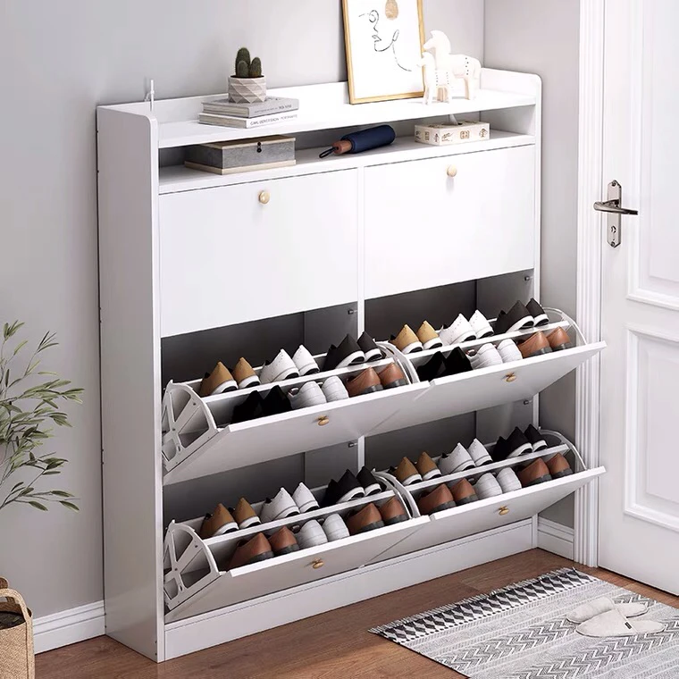 Modern Hotel Wooden Pull-Out Rotating Shoe Rack Cabinet