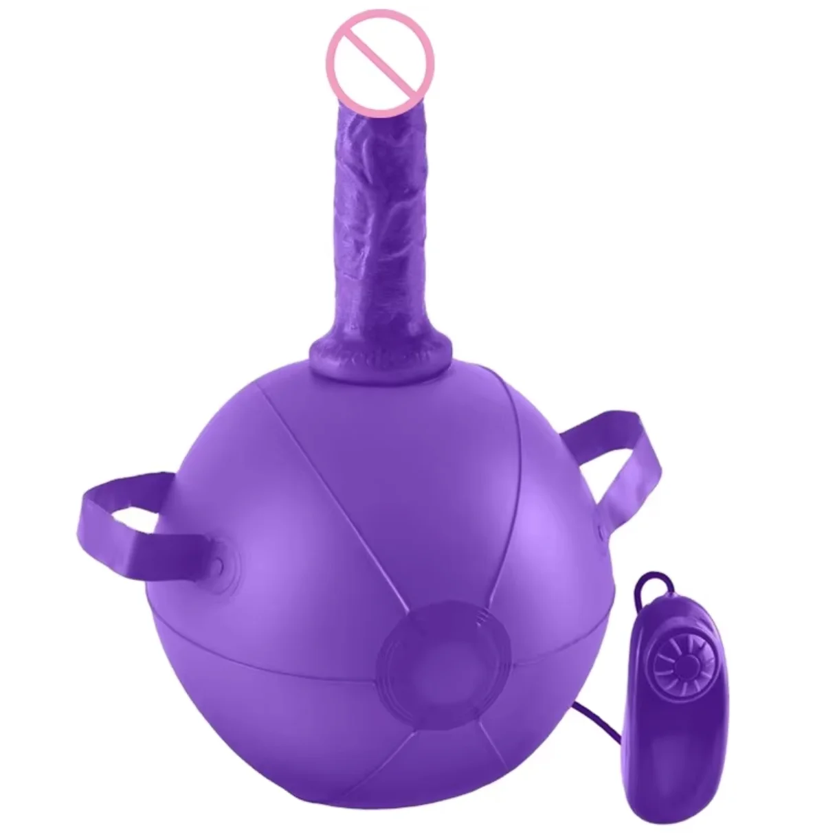 Eco-friendly PVC Safety Inflatable Vibrating Mini Ball with 6 Inches Dildo  and Handles for Adults king Cock Vibrating Ball