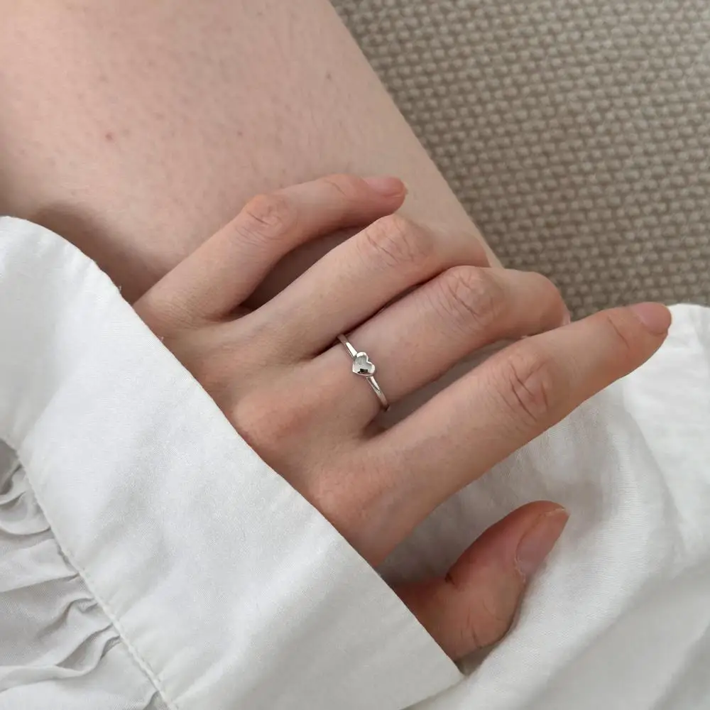 KAKODIY Open Adjustable Promise Ring Women Wedding 925 Sterling Silver Heart Ring Jewelry detail 1