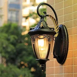 Vintage Wall Mounted Lights European Waterproof Ip65 Retro Led Outdoor Black Wall Lamp Balcony Terrace Corridor