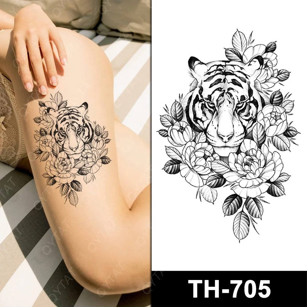 Washable Tribal Men Cool Temporary Tattoo Leg Sleeve