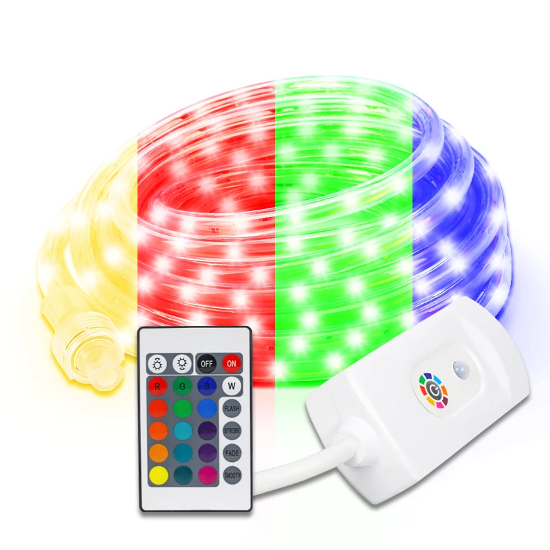 24ft RGB LED Rope Light IP65 Waterproof Any-Bendable Water Pipe Lamp Outdoor for Swimming Pool Linear Atmosphere