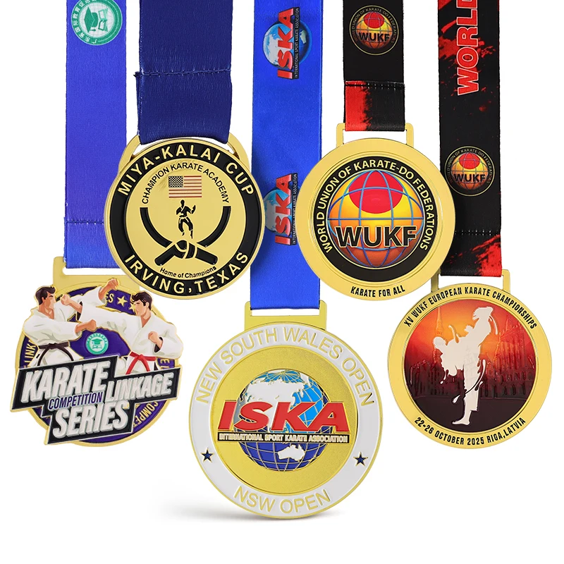 Medalha de Alta Qualidade Personalizada para Artes Marciais com Fitas, Taekwondo, Judo, Karatê, Luta, Competição Esportiva, Medalha em Metal com Esmalte 3D