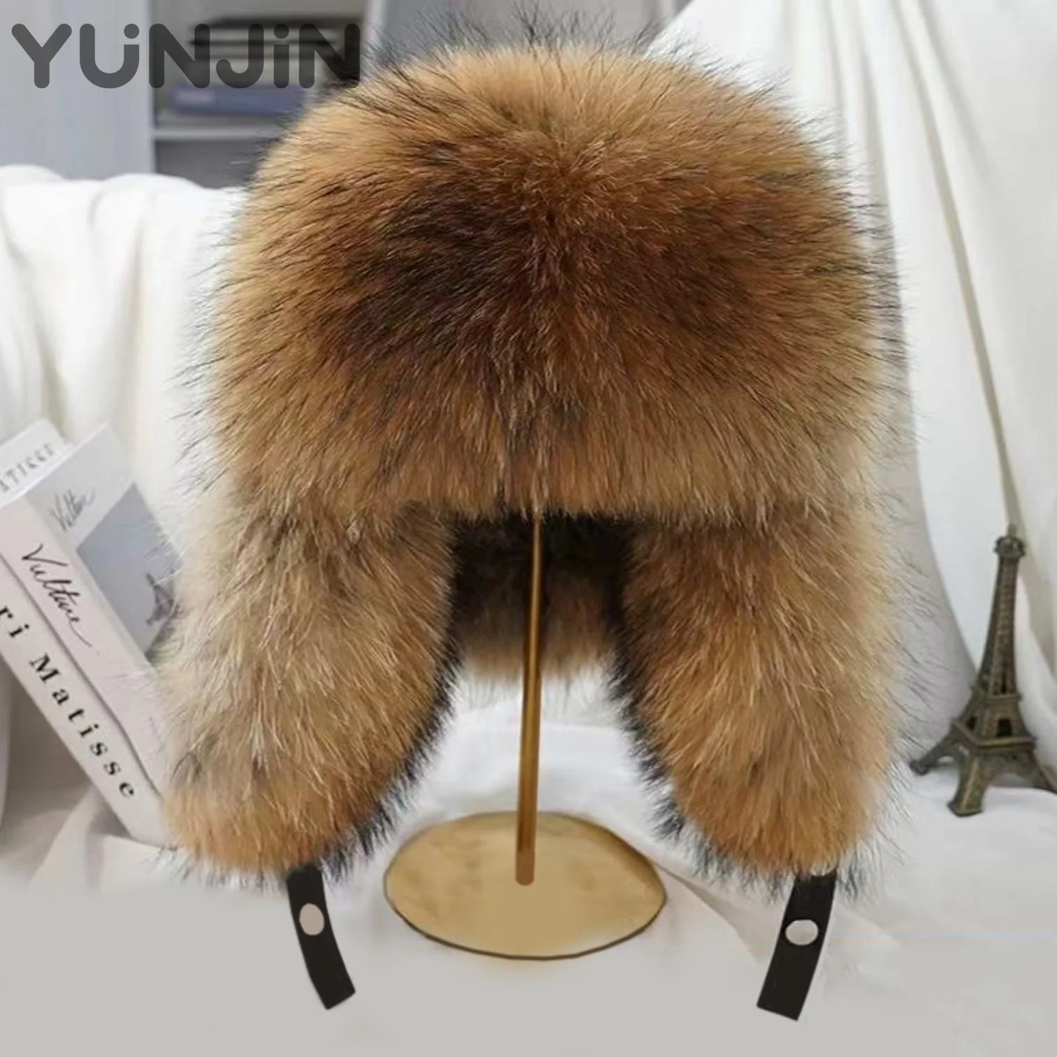 Luxury Women's Real fox Fur Earflap Hat Men's