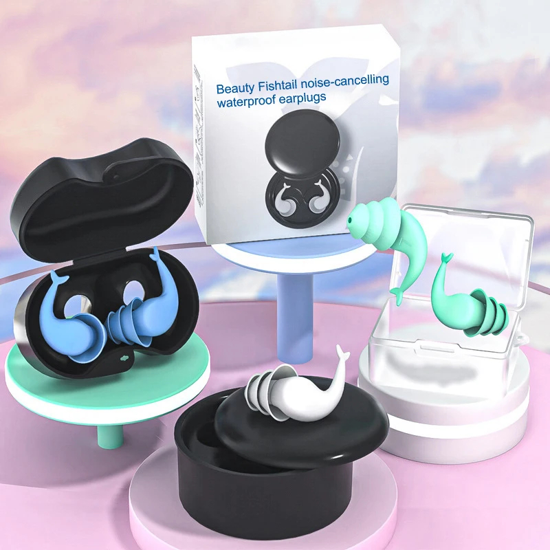 Reusable Noise Reduction Ear Plugs Water Proof Silicone Earplugs for Summer Swimming, Showering, Surfing, Water Sports