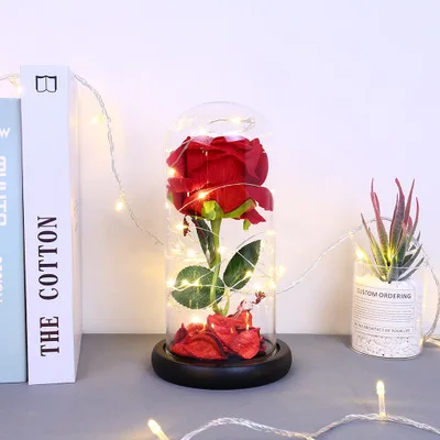 Lovely Galaxy Rose with LED Light In Glass Dome HOT SALE! US FREE SHIPPING 