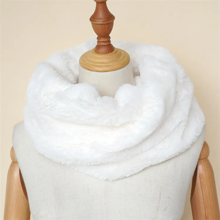Модный женский шарф-хомут infinity snood Зимний вязаный шерстяной глушитель пушистый из искусственного меха шарф
