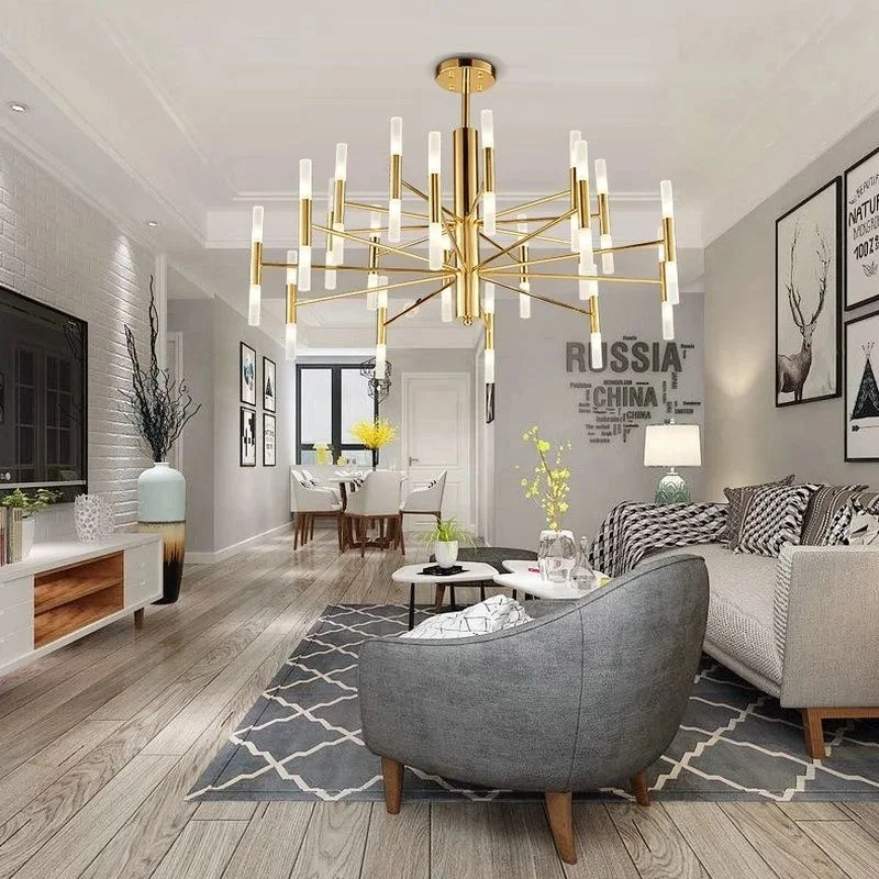 Modern Fashion Designer Black Gold Led Ceiling Art Deco Suspended Chandelier Light Lamp for Kitchen Living Room Loft Bedroom