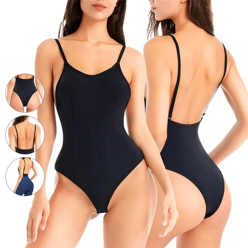 Hot Sale Full Body Women Plus Size Seamless Tummy Control Shaper Shoulder Strap Waist Trainer Backless Thong Bodysuit Shapewear details