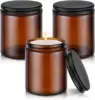 Amber Jar with Black Lid
