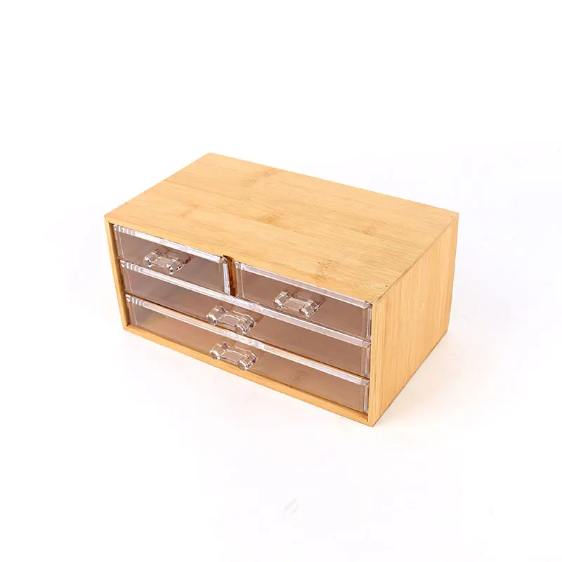 product modern bamboo makeup organizer clear acrylic drawers ps plastic stackable cosmetics storage jewelry desk aluminum metal type-16