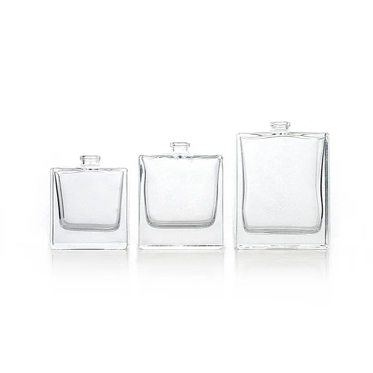 30ml 50ml 100ml Square Rectangle Spray Glass Bottles With Plastic Caps Empty Perfume Bottle for Packaging