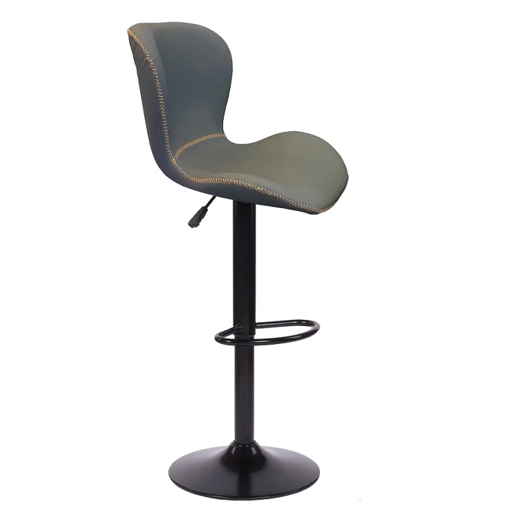Pu Leather Swivel High Bar Stool Adjustable Bar Chair With Gunmetal