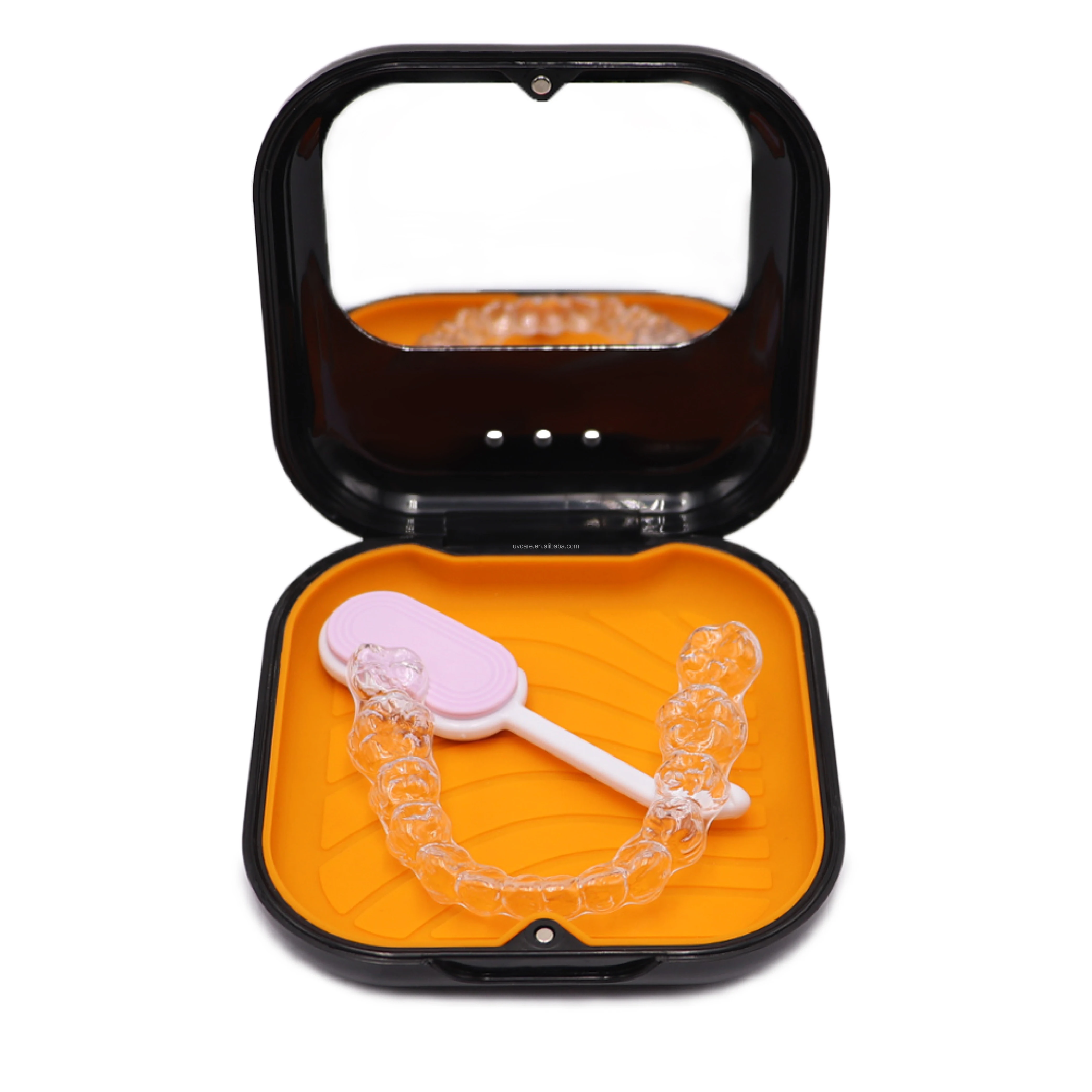 Newish Denture Box Customizable Logo Invisible Storage Box Plastic Orthodontic Aligner Retainer case Aligner Dental Denture Box