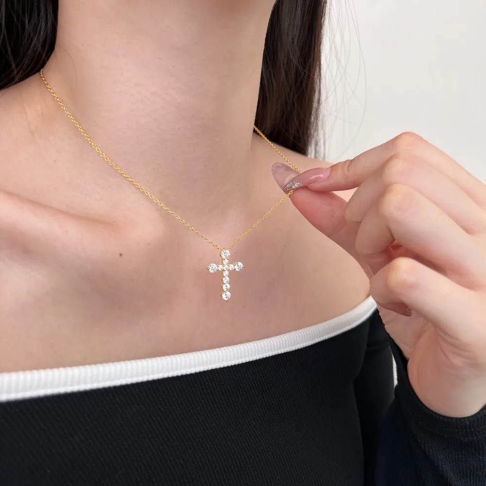 KAKODIY Classic Design Fine Jewelry 925 Sterling Silver Christian Catholic Religious 5A Cubic Zirconia Cross Pendant Necklace detail 3