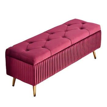 Manufacturer direct sales, sofa footstool, bed footstool, velvet rectangular shoe cabinet, bedside storage stool