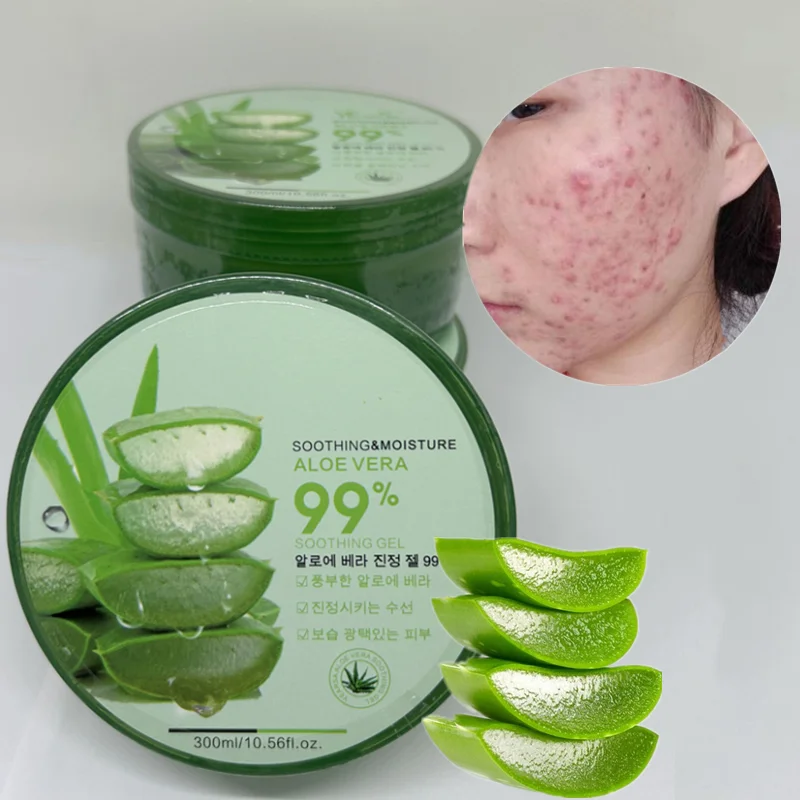 Manufacturer Face Body Korean Skin Care Beauty Product Private Label 100%  Organic After Sun Moisturizing Soothing Aloe Vera Gel