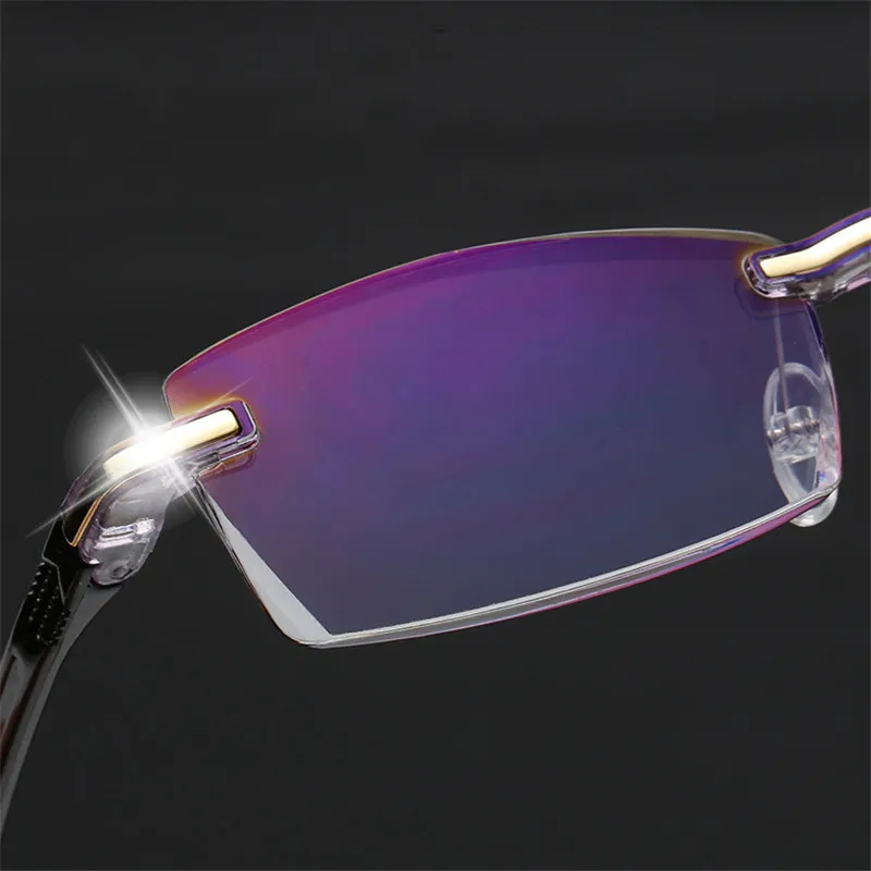 2020 new Anti Blue Light Blocking Rimless Reading Glasses Women Men Square Frameless Presbyopic Glasses Diopters +1.0 1.5 2 2.5