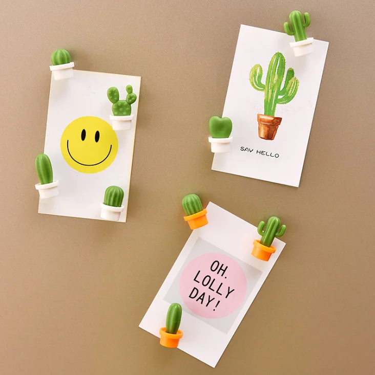 Креативная 3D Магнитная Наклейка на холодильник, наклейка на холодильник в виде кактуса, новая наклейка на холодильник в горшке