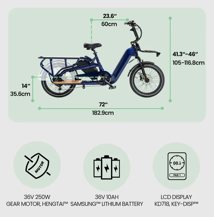 Oem Dual Battery Electric Cargo Bicycle Long Range Electrically Cargo ...