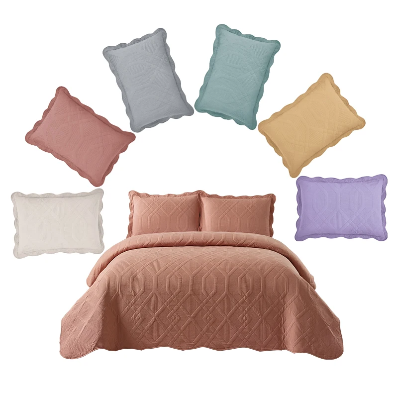 Bed Cover Embroidered Bedspreads Coverlet Microfiber Quilted Quilt Bedding Set for All Seasons