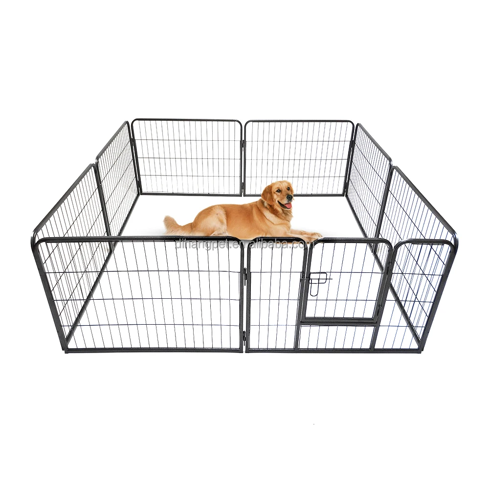 Metal Wire Extra Large Indoor Dog Playpen 6 Panel Black Metal Fence Dog Run Collapsible Pet