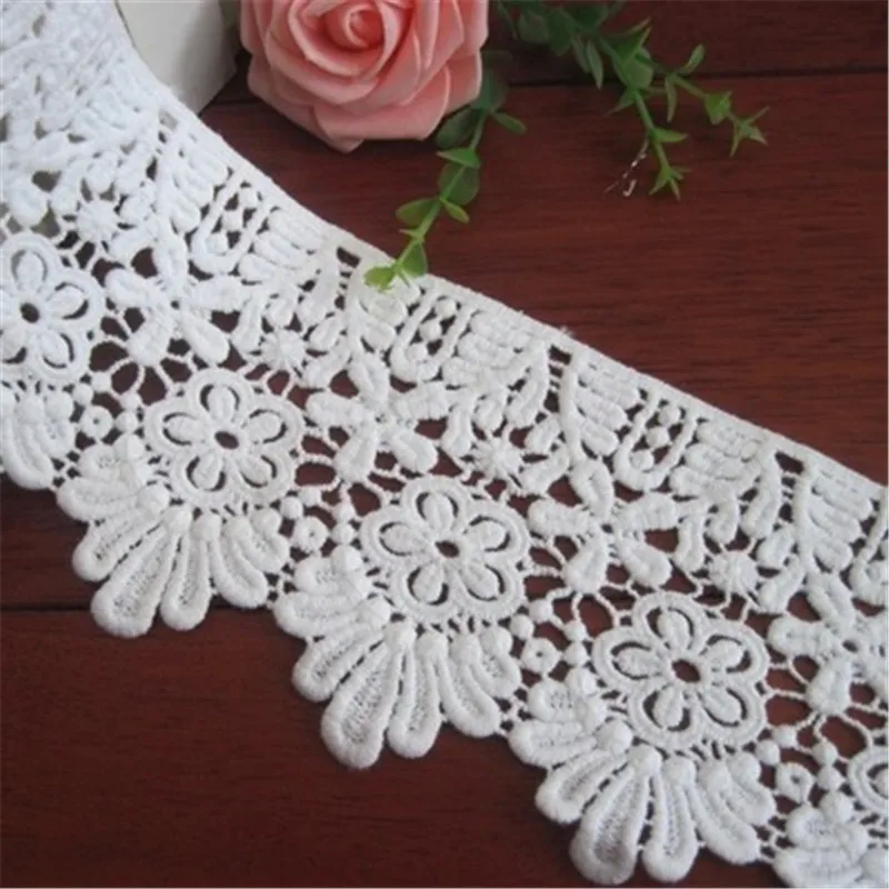 Ширина 10 см белая черная Водорастворимая хлопковая кружевная отделка из вискозы с вышивкой ткань для женского нижнего белья постельное