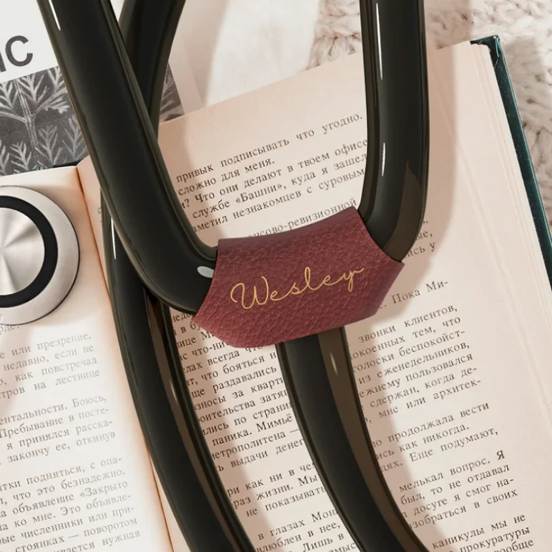 Personalized Stethoscope Name Tag Charms Portable PU Leather Custom LOGO Stethoscope ID Tag