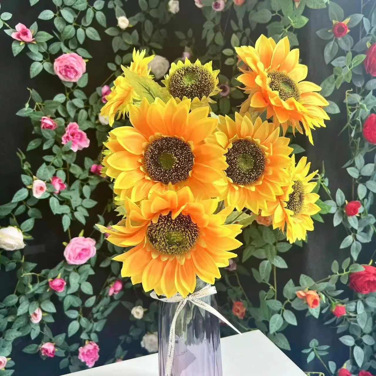 Silk Giant Sunflowers Artificial Flowers Tree Bunch Wholesale For