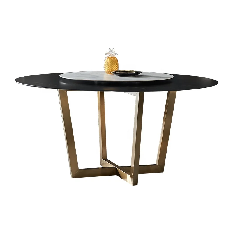 Modern Dining Tables And 6 Chairs Round Black Marble Rock Slate Dining Table Set Buy Metal Dining Table Black Dining Table Chairs Set Dining Table Product On Alibaba Com