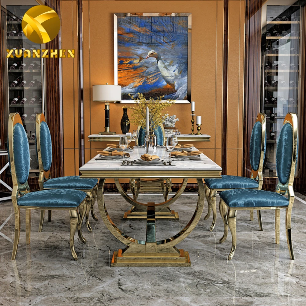 Foshan, China Stainless Steel + Carbon Rock Plate Table and Chairs Dining  Furniture - China New Style Table, Hot Sale Table