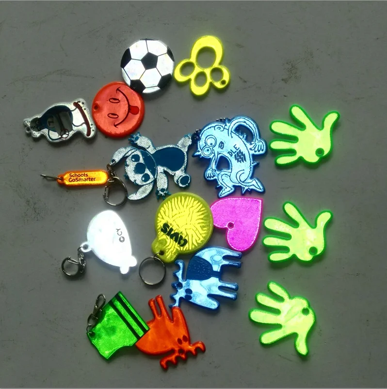 hot sale innovative inflatable plastic PVC car shape fashion cute cartoon reflective keychain pedestrian safety reflector hanger