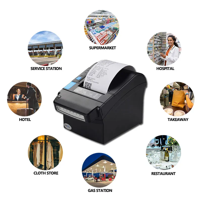 Zywell POS System Printer  With Money Detector UV Light ZY906 Unique 80mm Thermal Receipt Printer