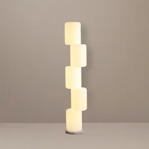 Nordic Retro Japanese Style LED Floor Lamp Modern E27 Base with White Vertical Wood Grain for Living Room Daylight Tea Reference