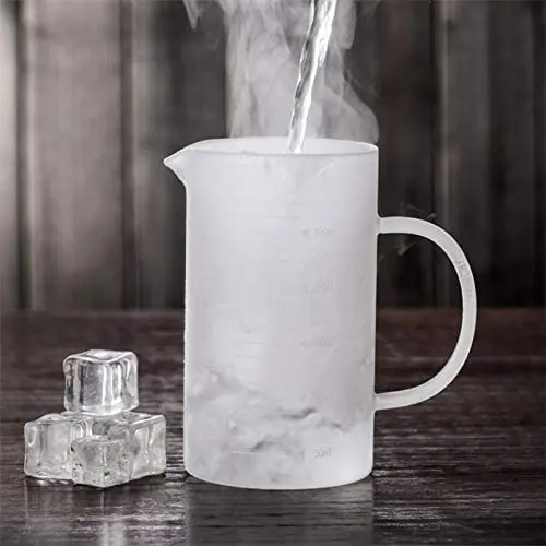 1L Airtight Lid Pitcher Beaker Liquid Glass Mixing Measure Cups Jugs for Coffee & Tea Sets