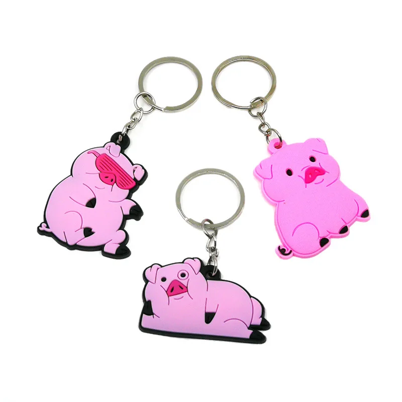 Custom 2D Keychain with Soft Silicone PVC Flat Rubber Pendant Offset Printing Factory Logo Rubber Keychain