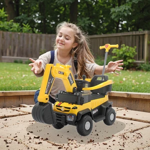 Children's Electric Excavator Engineering Vehicle Can Ride Person Four-wheel Sitting Electric Excavator With Push Handle