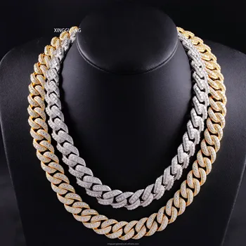 Popular Moissanite Cuban Chain 14mm 16mm 18mm 925 Silver VVS Moissanite Diamond Iced Out Cuban Link Chain Hip Hop Necklace
