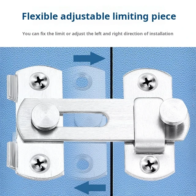 Custom Logo Stainless Steel Latch Two Options Security Door Sliding Strong and Solid Easy to Install Door Latch Silver