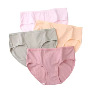 Wholesale Women Mid Waist Knitted Hipster Panties Eco-Friendly Comfortable Solid Color Breathable Sexy and Cute