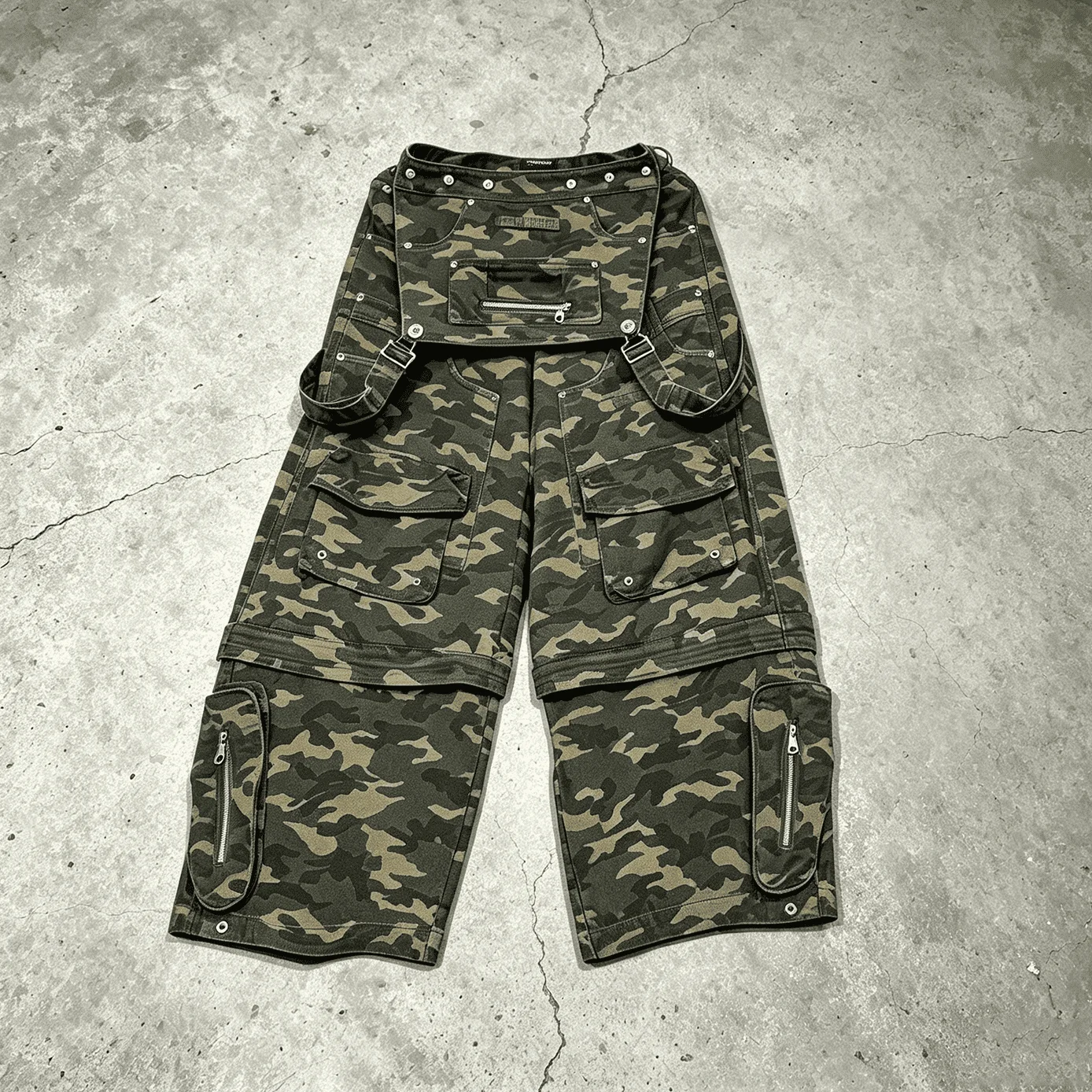 Custom Wholesale Men Baggy Camo Cargo Pants Streetwear Multi-Pocket Tactical Camouflage Trousers Wide Leg Hip Hop Pants gallery 7