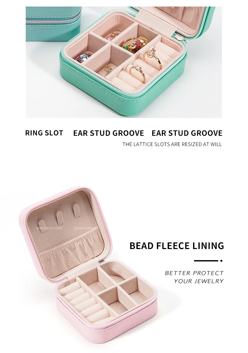 Solid Color Jewelry Zipper Box Luxurious Boxes Crocodile Jewelry Zipper