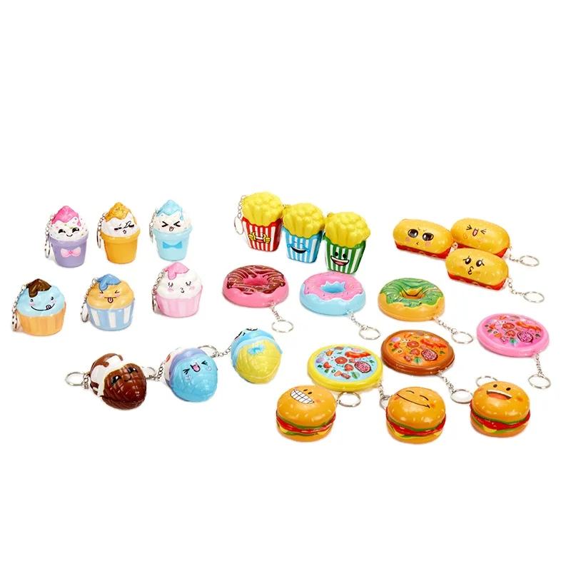 Mini Squishy Fast Food Keychain Toy Slow Rise Stress Relief Toys