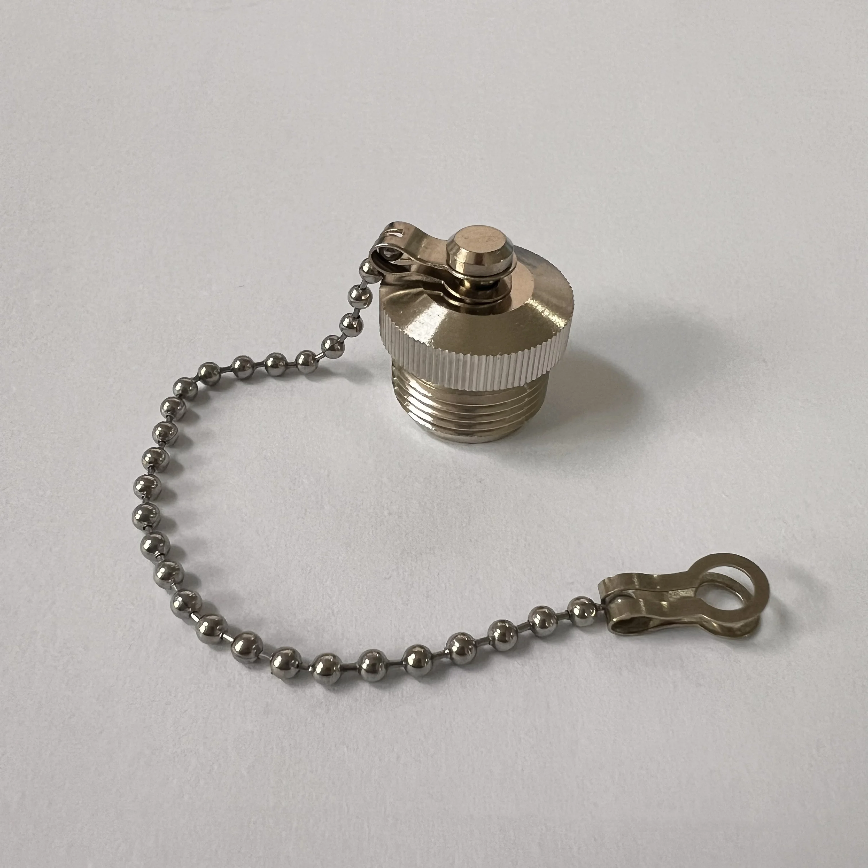 product good quality brass material chain nickel plating connector protector dust cap for n female rf coaxial connector-0