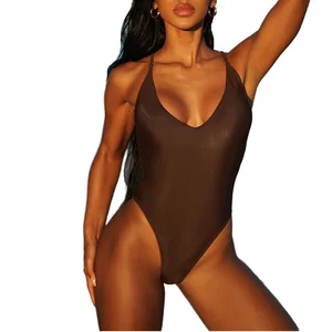 TUEE High Quality Women's One-Piece Swimwear Large Size Solid Color Sexy Backless Push-Up Bathing Suit OEM Service Beachwear